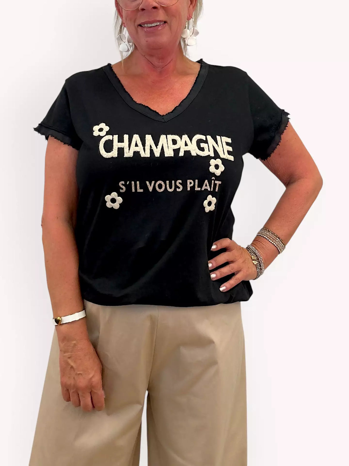 T-shirt Champagne, Svart Sabrina - Gemini