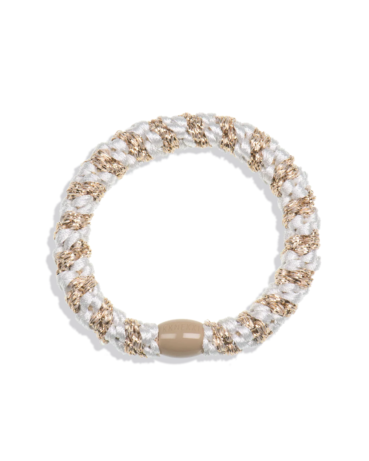 Kknekki original hair ties WHITE-BEIGE GLITTER STRIPE Sale price
