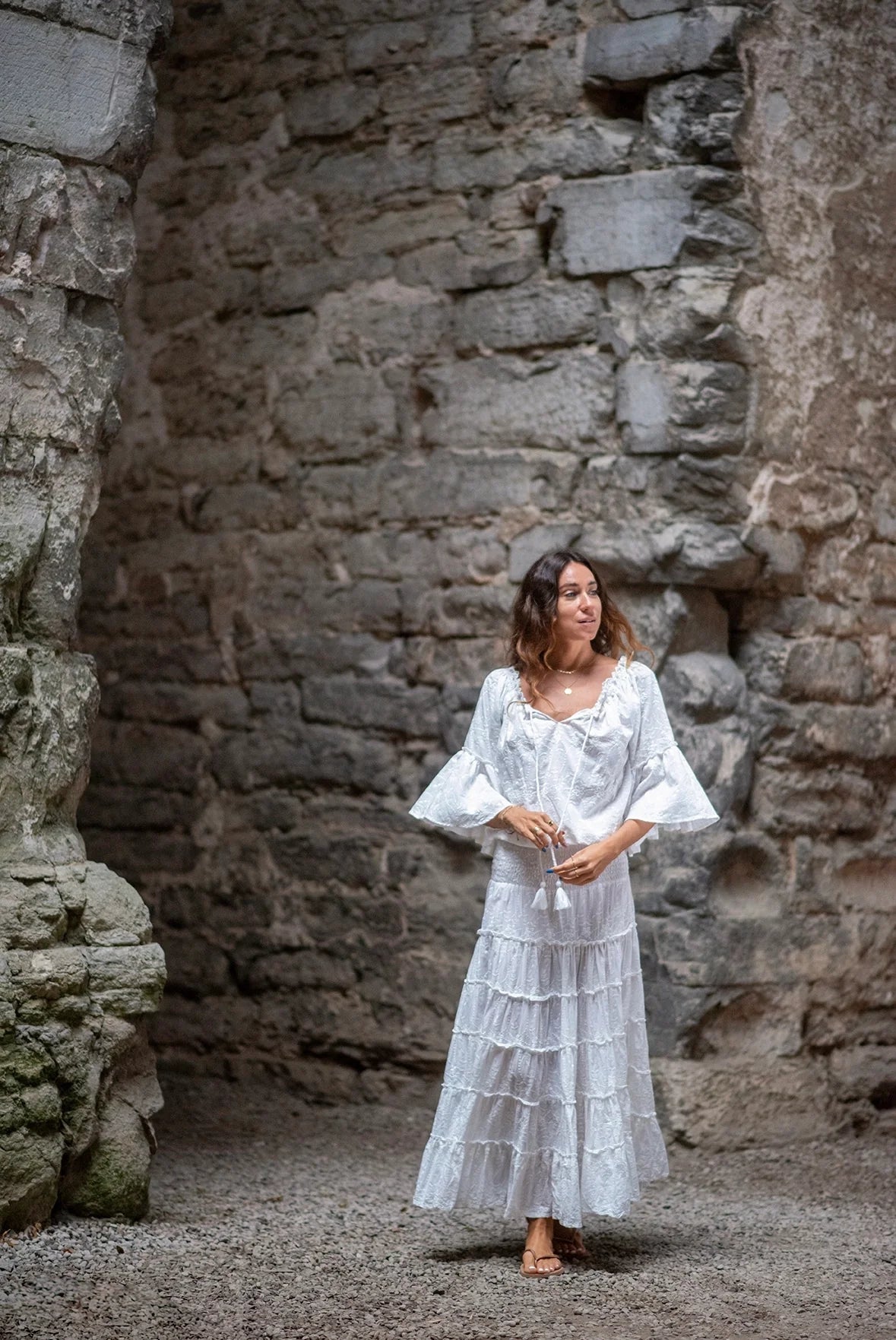 Coconut Milk, Aline Skirt - White Embroidery