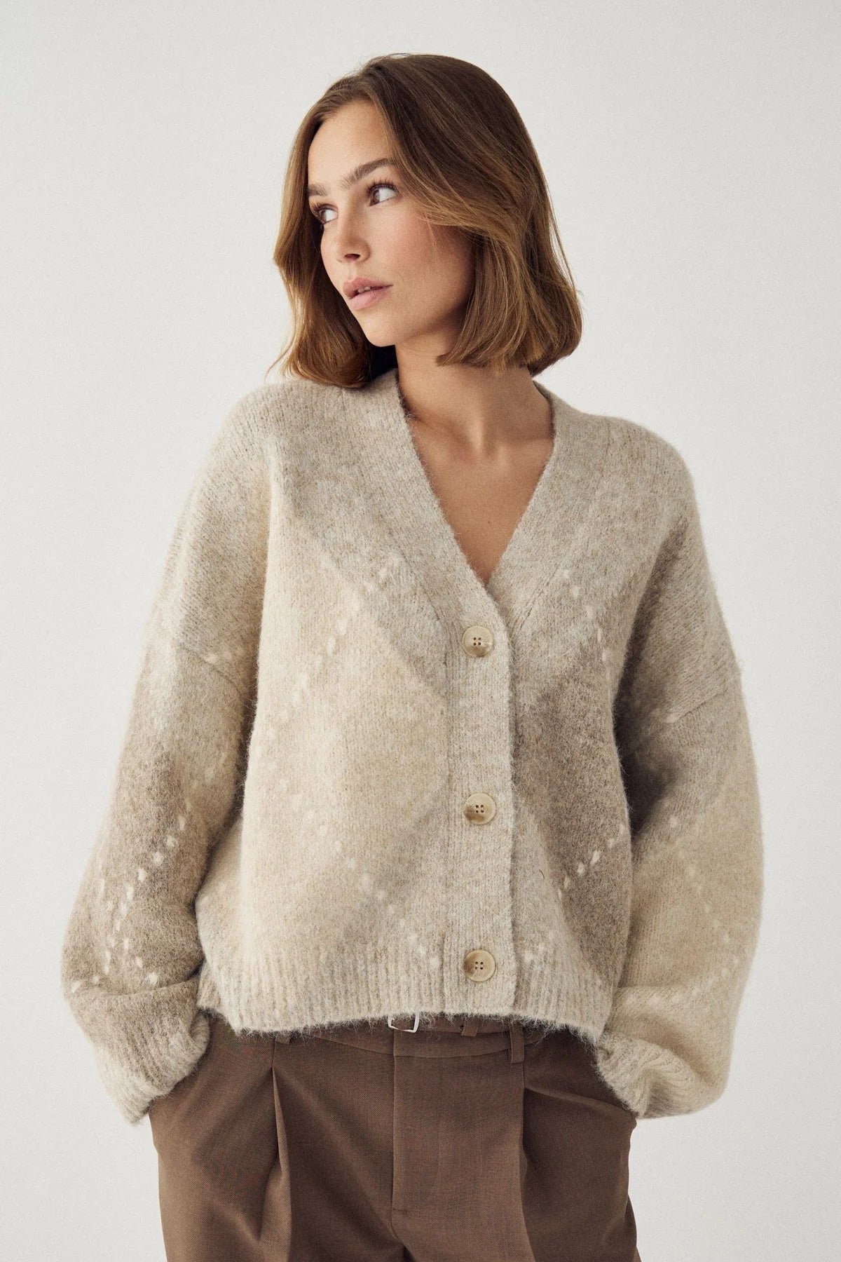 Noella Laiana Knit Cardigan Beige Mix