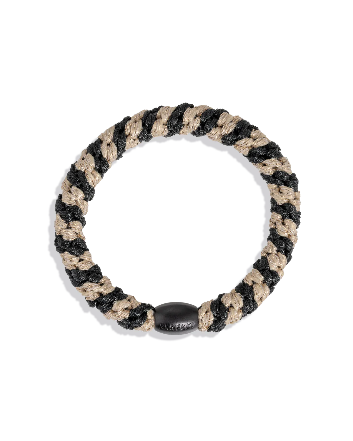 Kknekki original hair ties BLACK-BEIGE GLITTER STRIPE