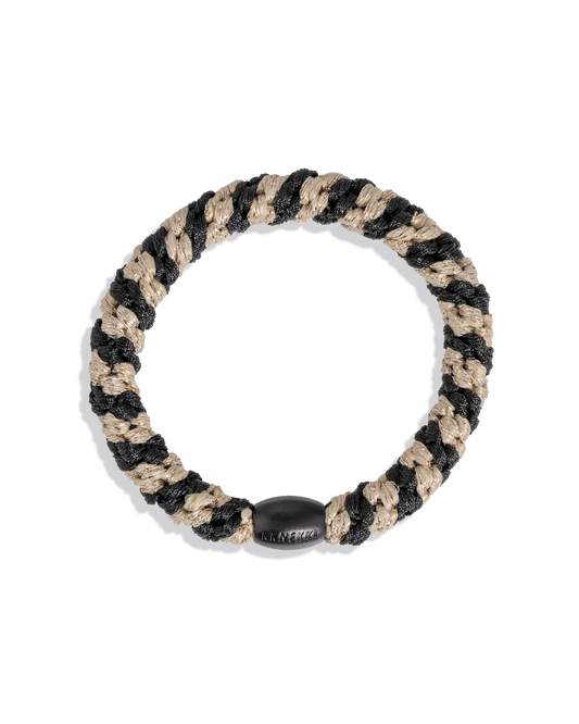 Kknekki original hair ties BLACK-BEIGE GLITTER STRIPE