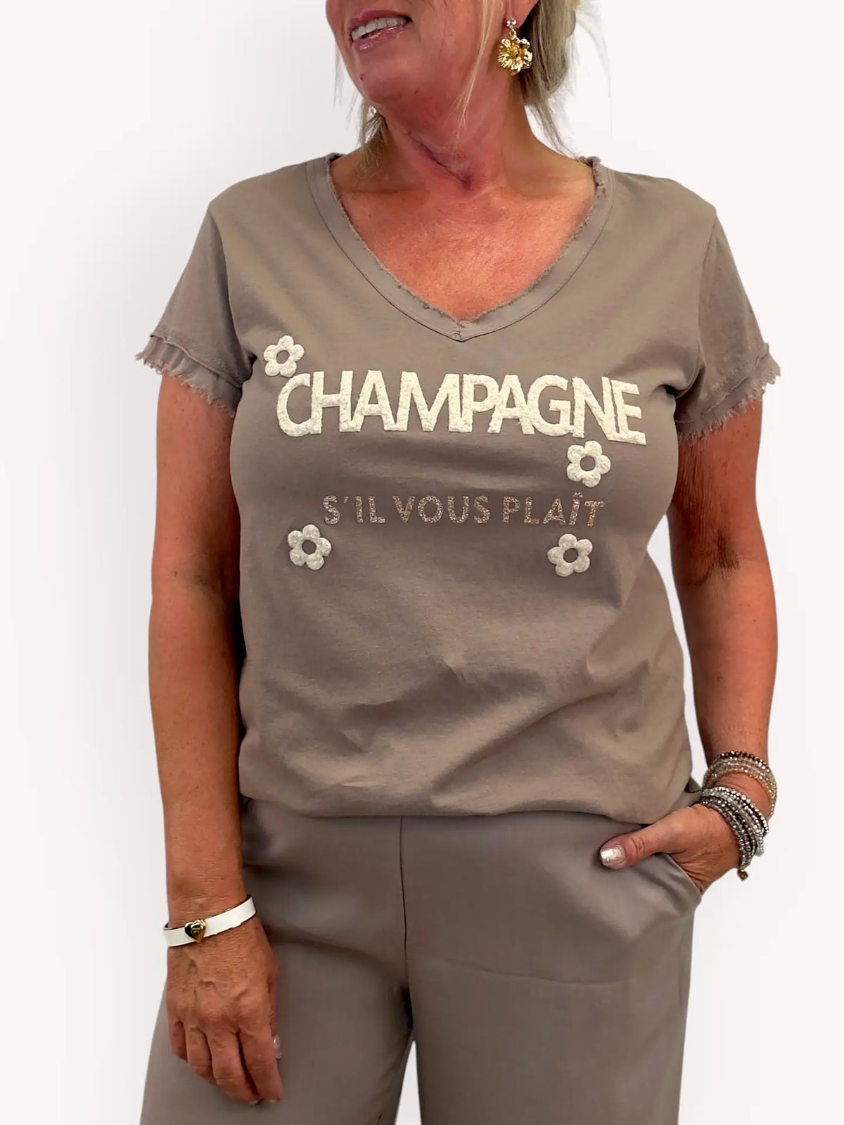 T-shirt Champagne, Taupe Sabrina - Gemini