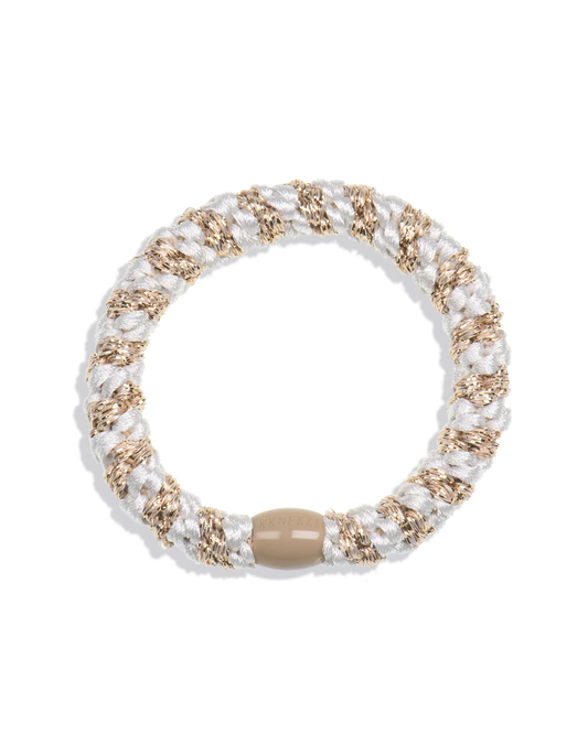 Kknekki original hair ties WHITE-BEIGE GLITTER STRIPE Sale price