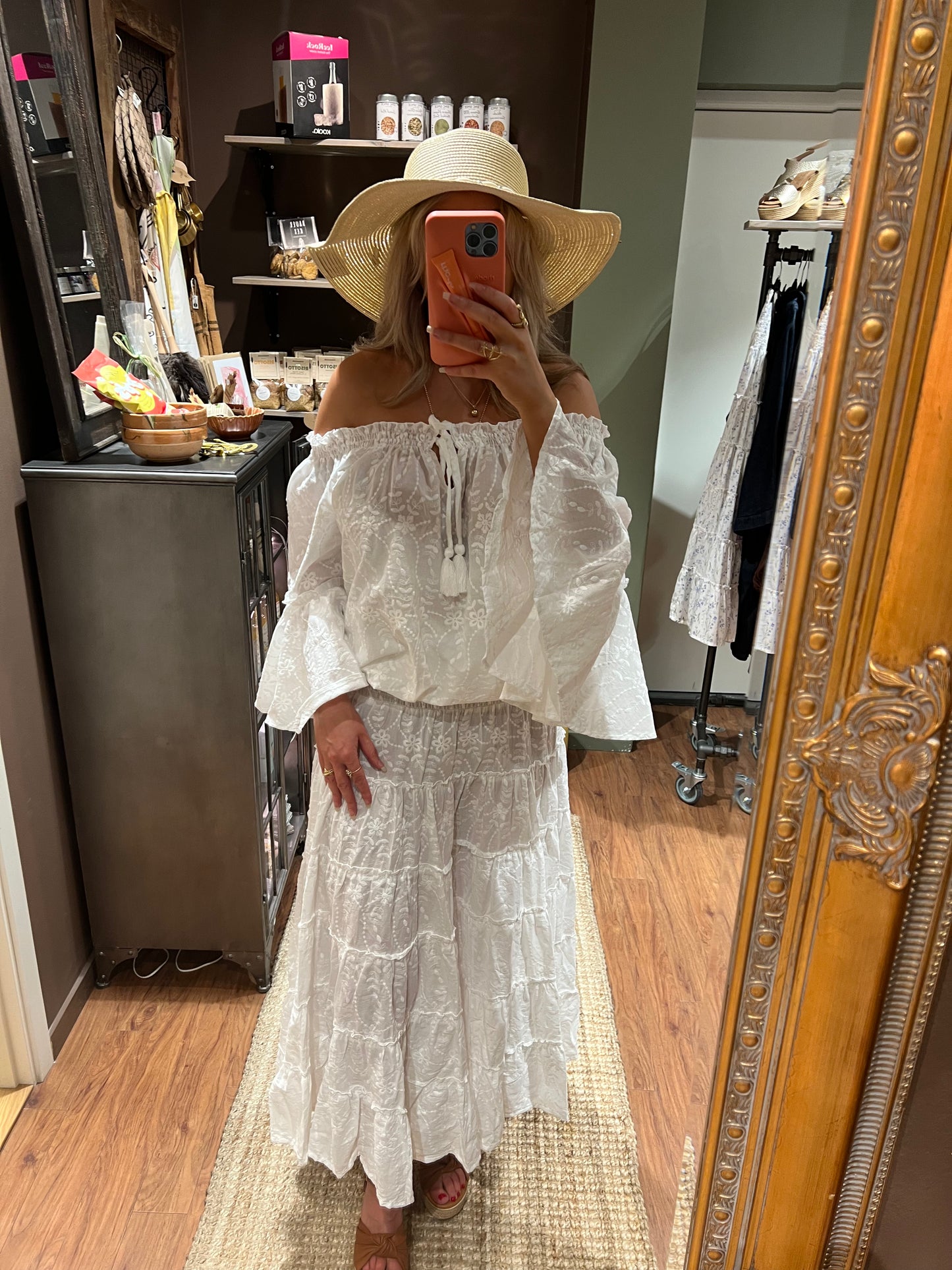 Coconut Milk, Aline Blouse - White Embroidery