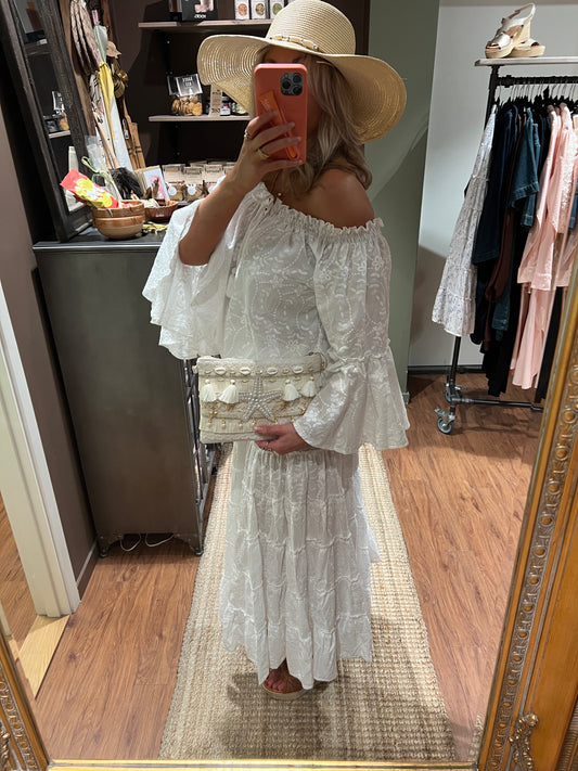 Coconut Milk, Aline Blouse - White Embroidery