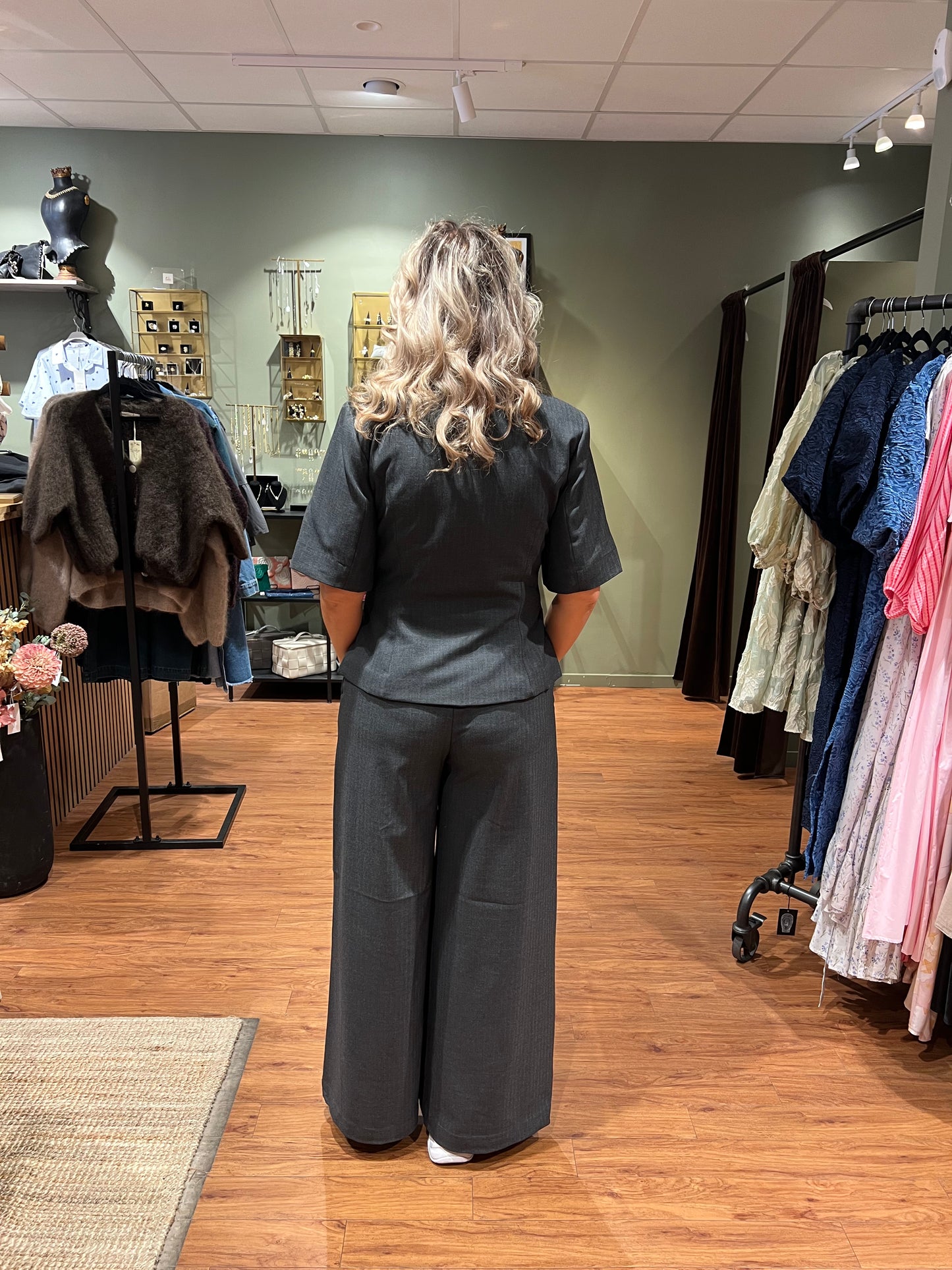 Noella N-Kazia MW Pants Grey Herringbone
