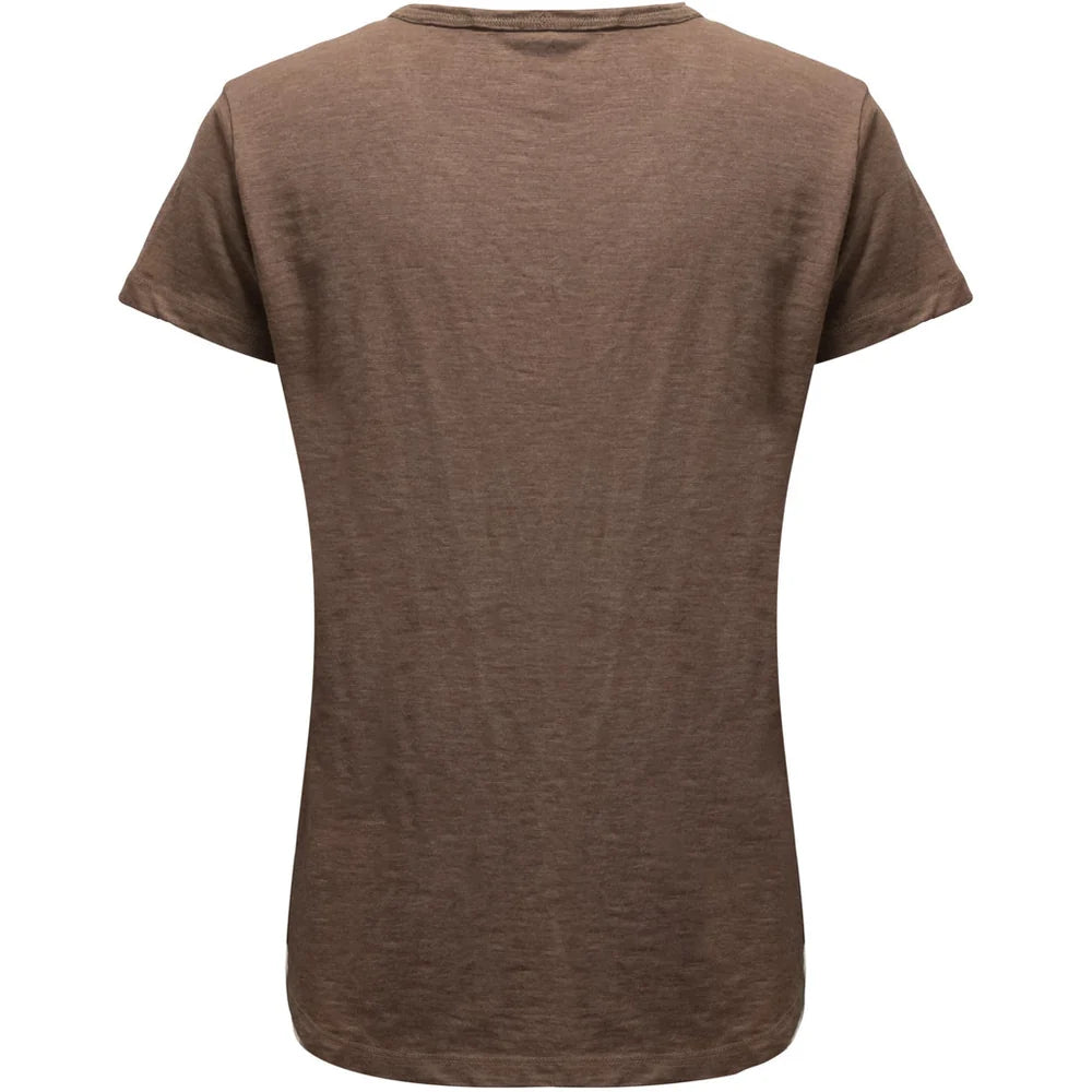 Costamani Enkel brun T-shirt med V-ringning