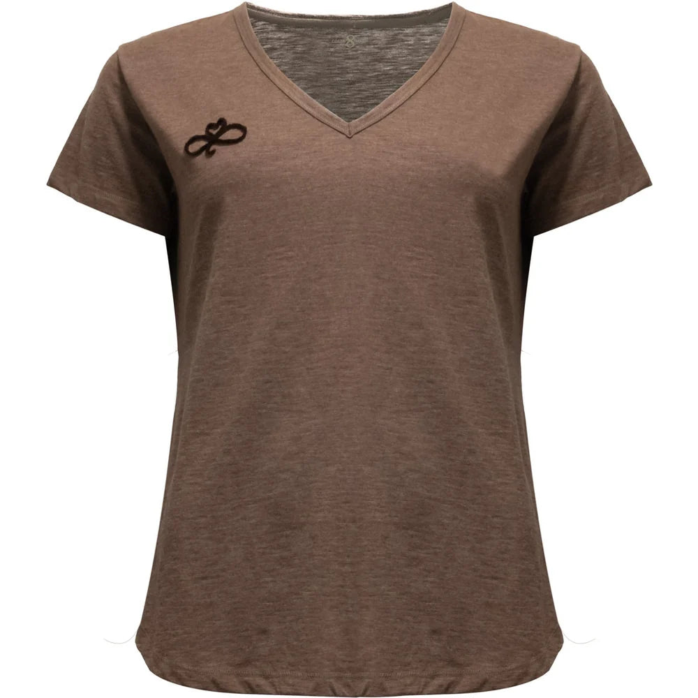 Costamani Enkel brun T-shirt med V-ringning