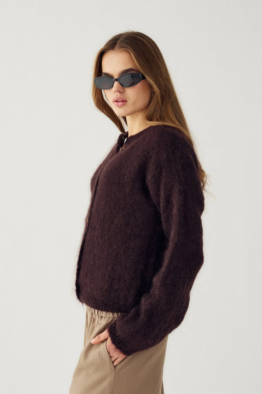 Noella N-Kae Mohair Cardigan Dark Brown Chocolate