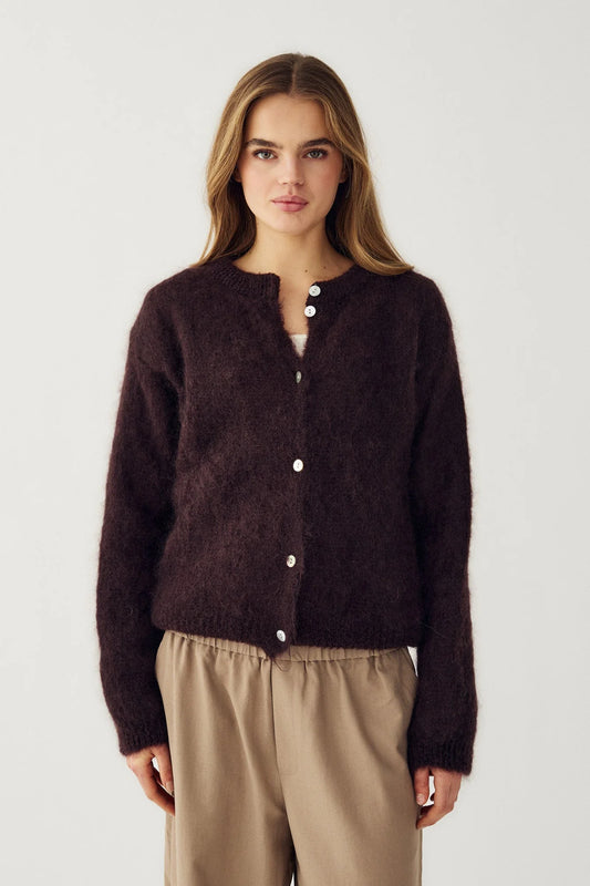 Noella N-Kae Mohair Cardigan Dark Brown Chocolate