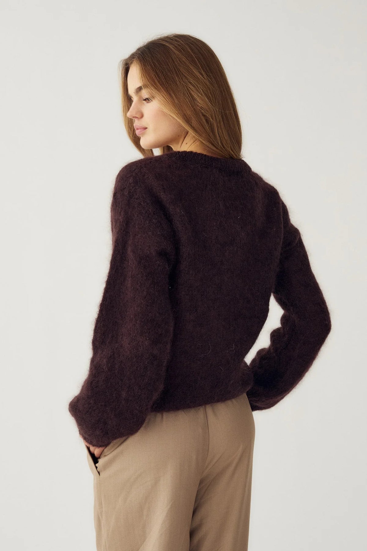 Noella N-Kae Mohair Cardigan Dark Brown Chocolate