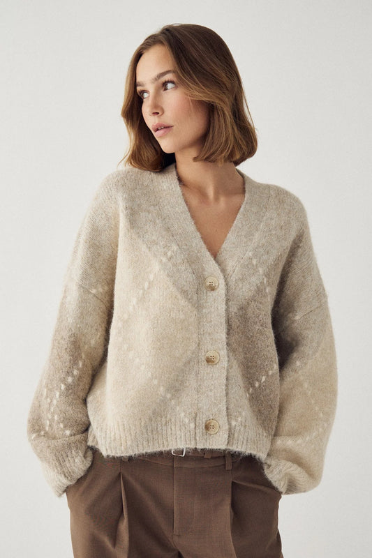 Noella Laiana Knit Cardigan Beige Mix