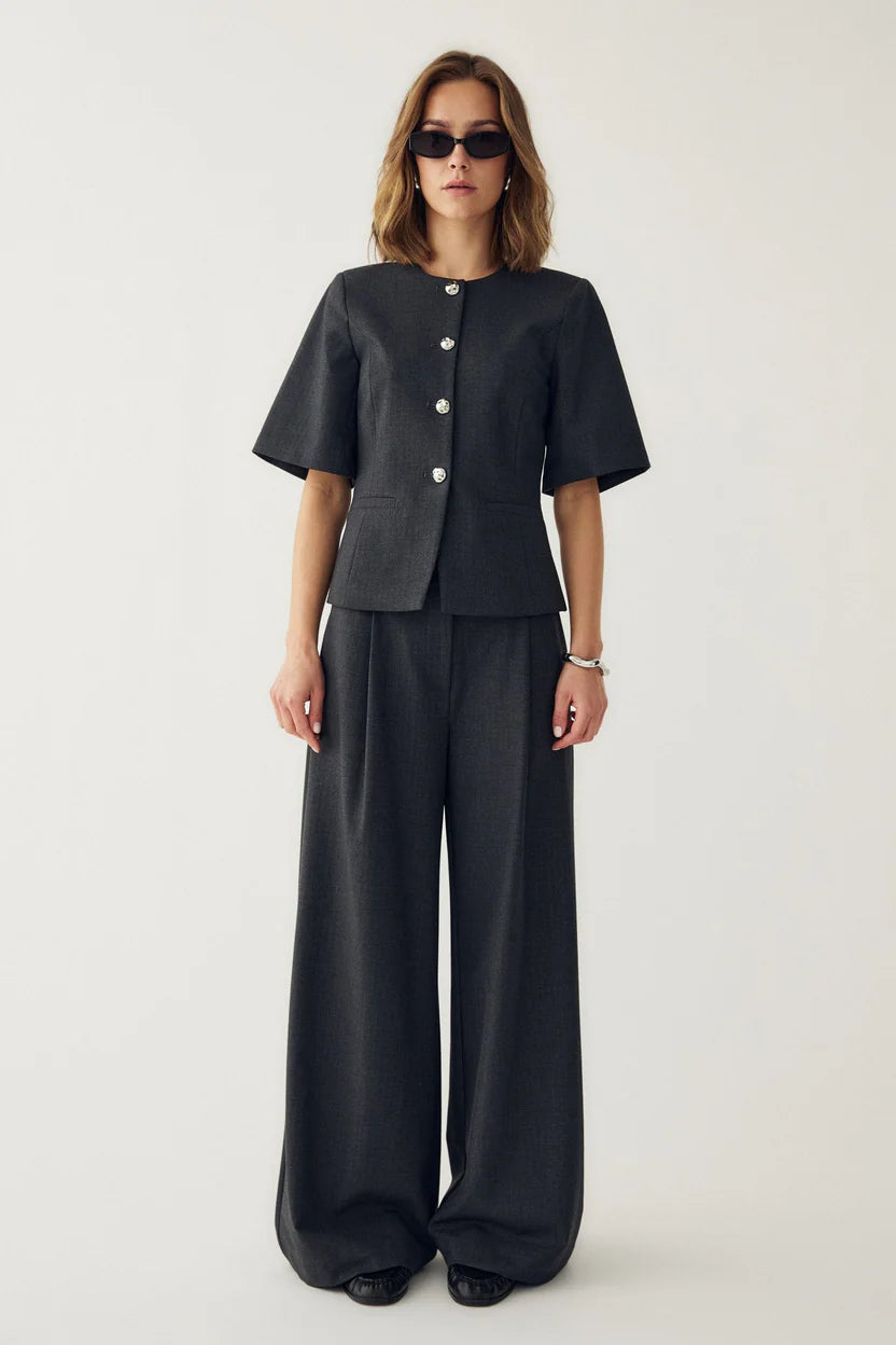 Noella N-Kazia MW Pants Grey Herringbone
