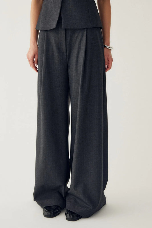 Noella N-Kazia MW Pants Grey Herringbone