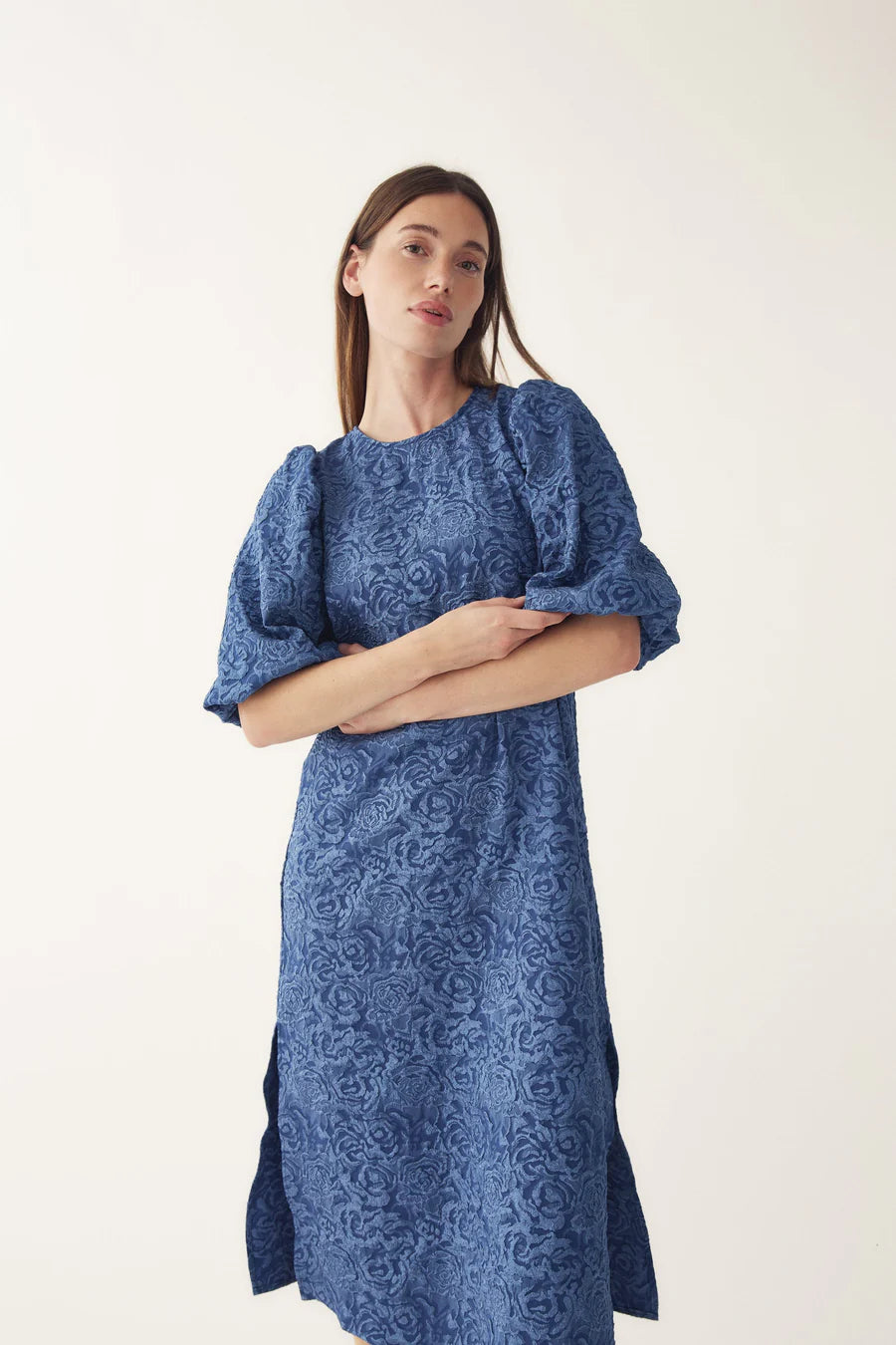 Noella N-Pastis Long Dress Dusty Blue
