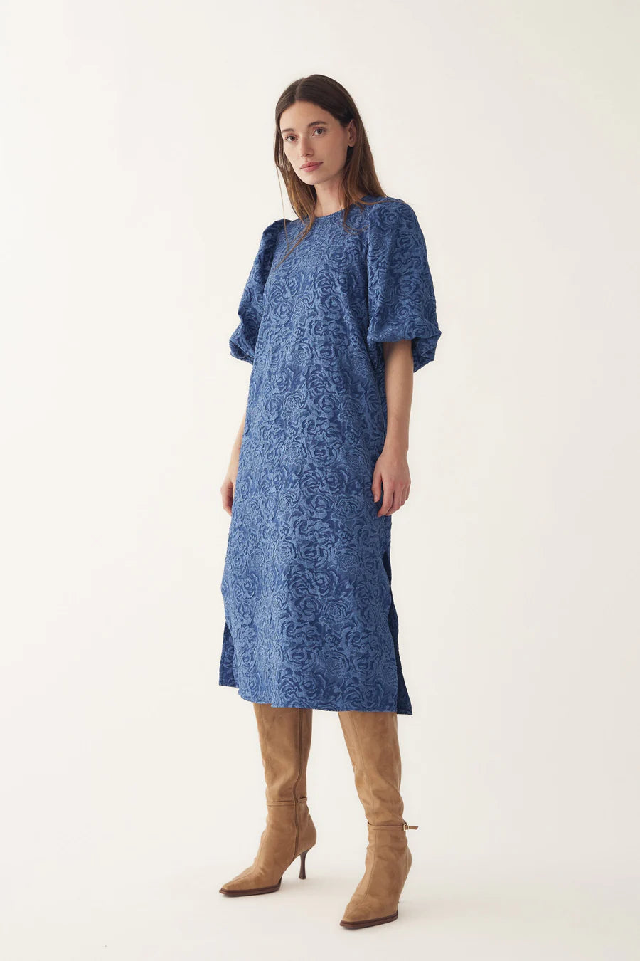 Noella N-Pastis Long Dress Dusty Blue